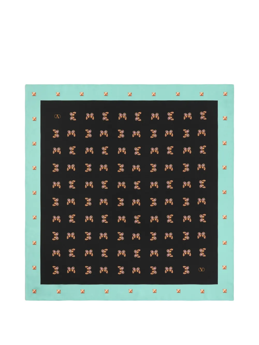 Valentino Garavani silk scarf with all-over butterflow print - Black
