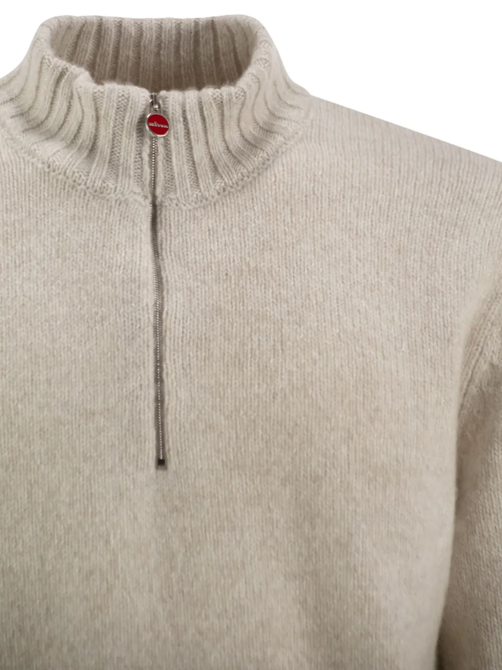 Kiton cashmere half-zip sweater Beige