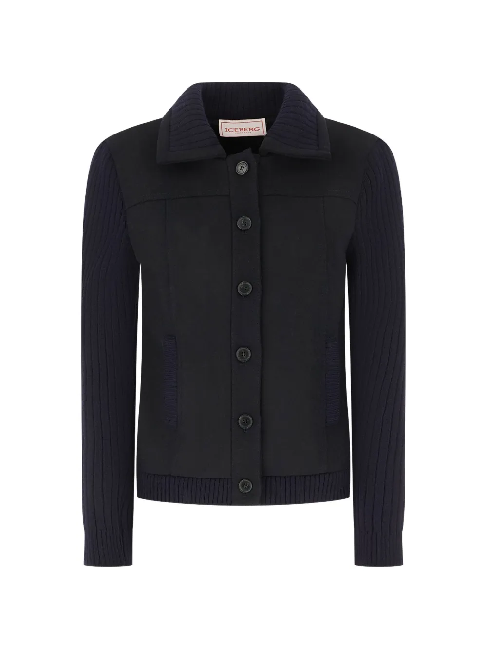 Iceberg ribbed-knit panelled jacket Blauw
