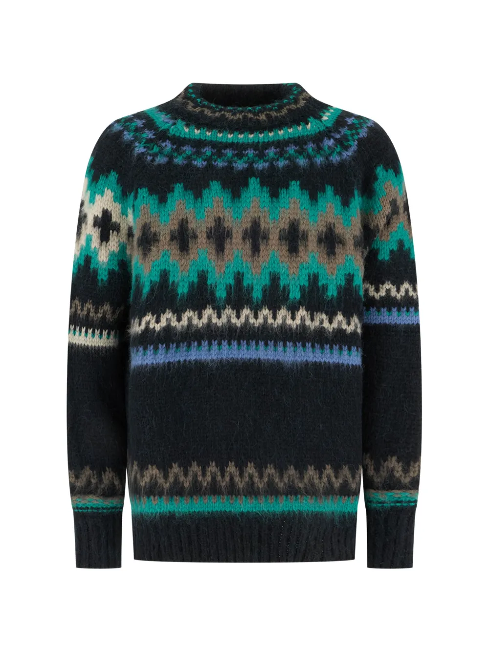 Paul Smith black Fair Isle-knit wool-blend sweater Zwart