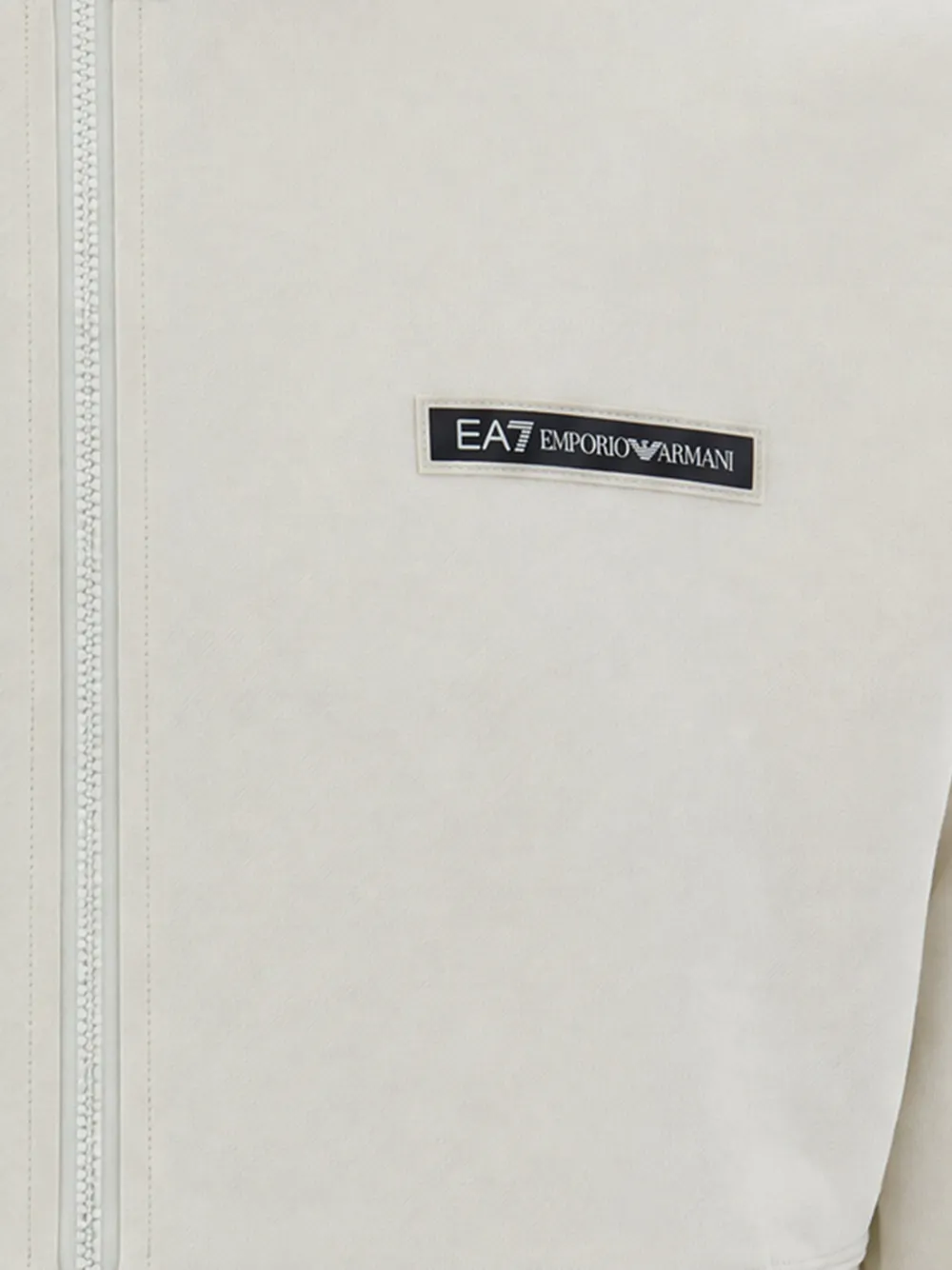 Ea7 Emporio Armani logo-patch zip-up hoodie Beige