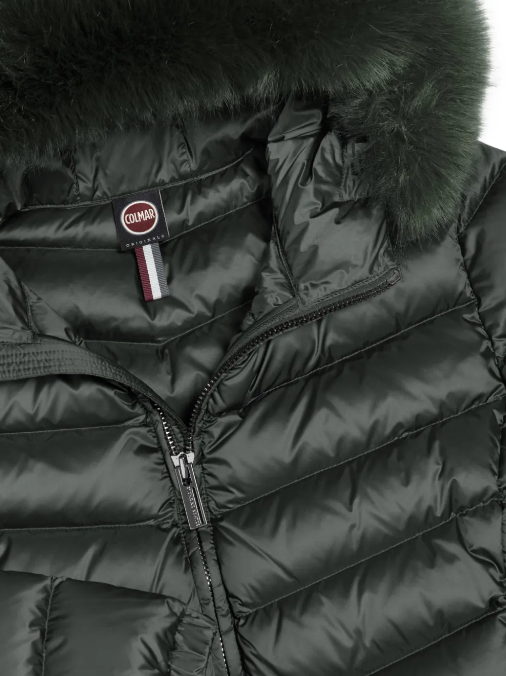 Colmar faux-fur-trim hooded puffer jacket Groen
