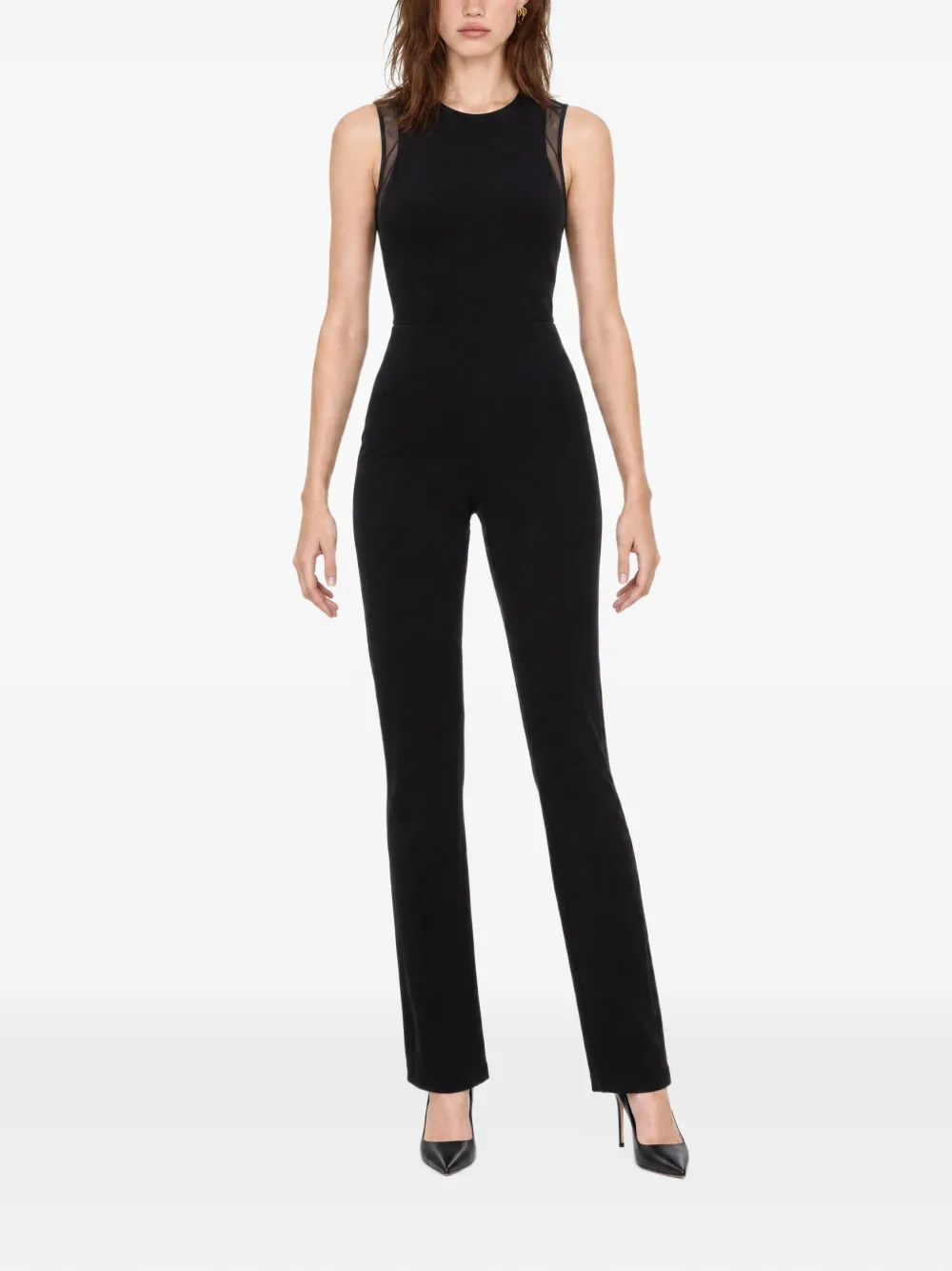 Patrizia Pepe sheer-panelled jumpsuit Zwart