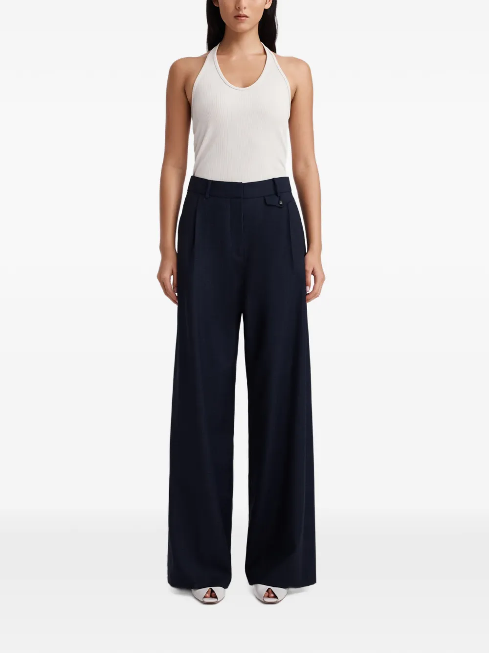 Anna Quan Gehry pleated palazzo trousers Blauw