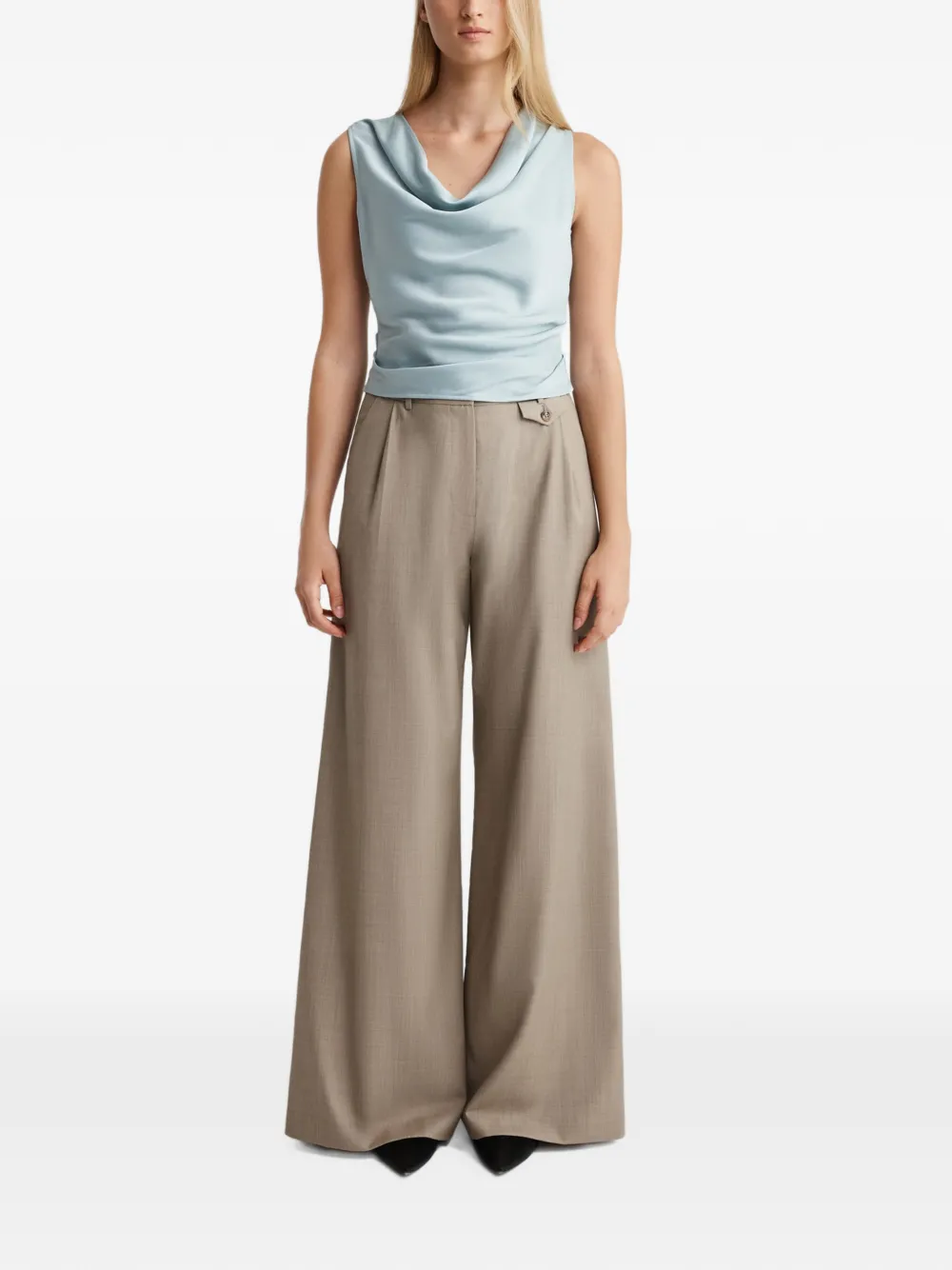 Anna Quan cowl-neck sleeveless top Groen
