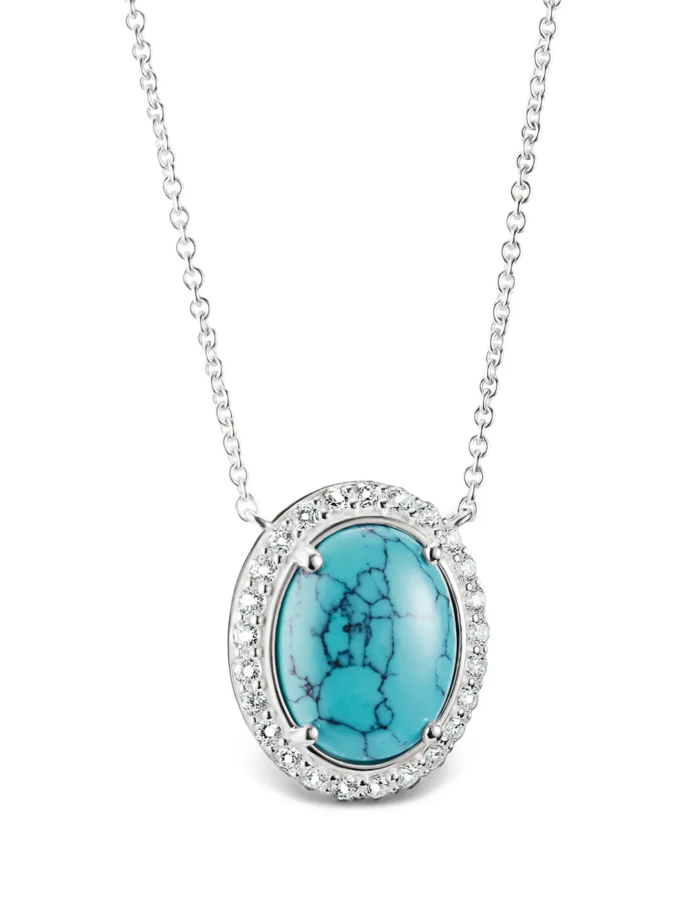 Thomas Sabo Elyndra zirconia-embellished turquoise-pendant necklace - Argento