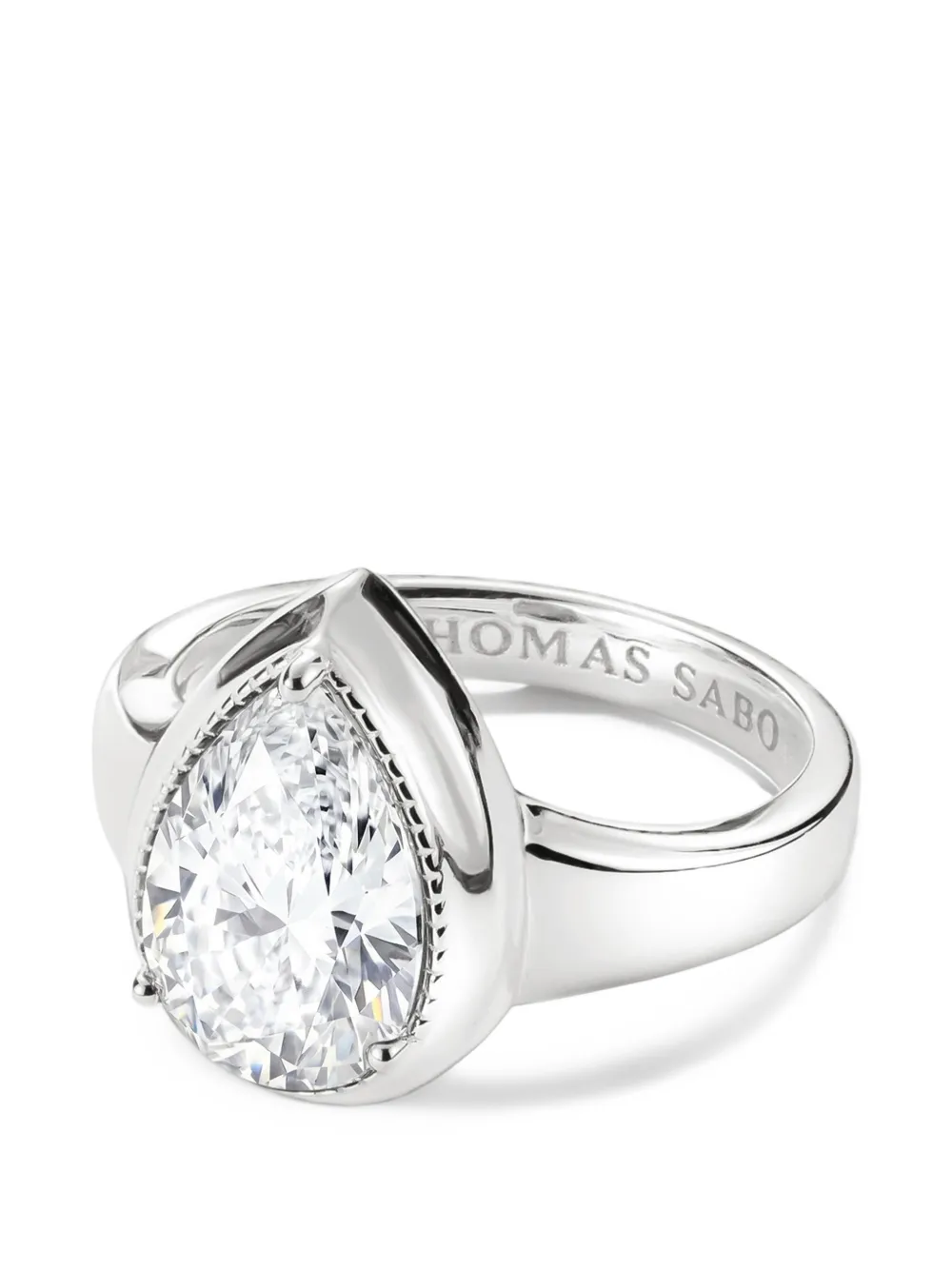 Thomas Sabo Elyndra pear-cut zirconia ring - Argento