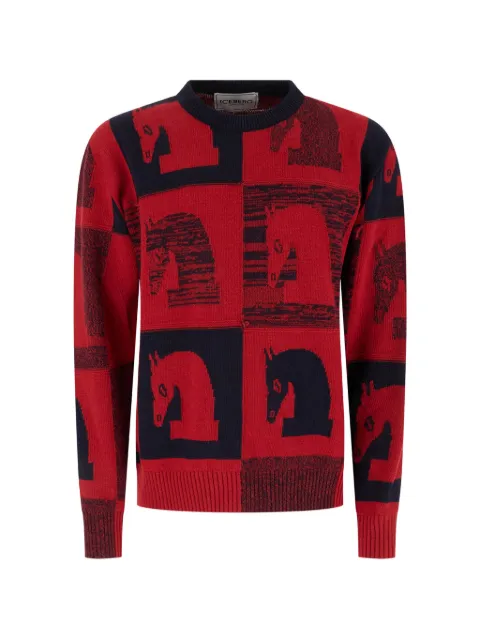 Iceberg horse-intarsia knitted sweater
