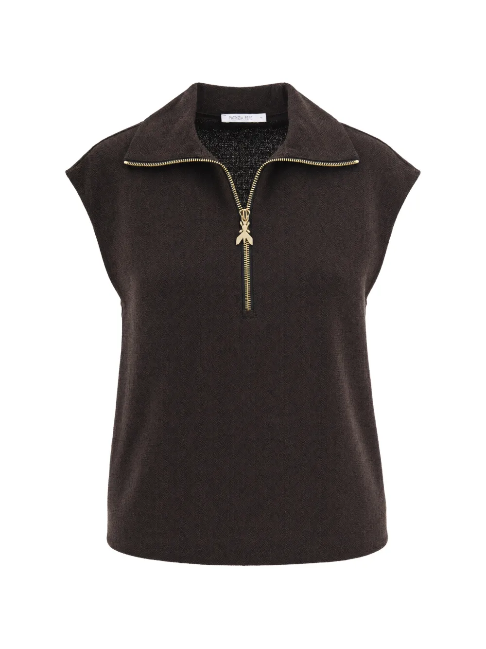 Patrizia Pepe herringbone-pattern zip-up top Bruin