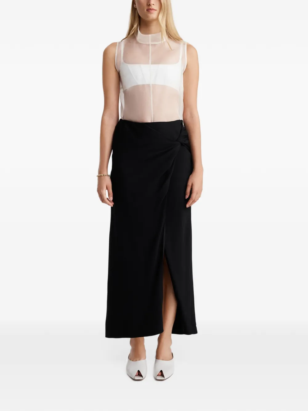 Anna Quan Avery twist-detail maxi skirt Zwart
