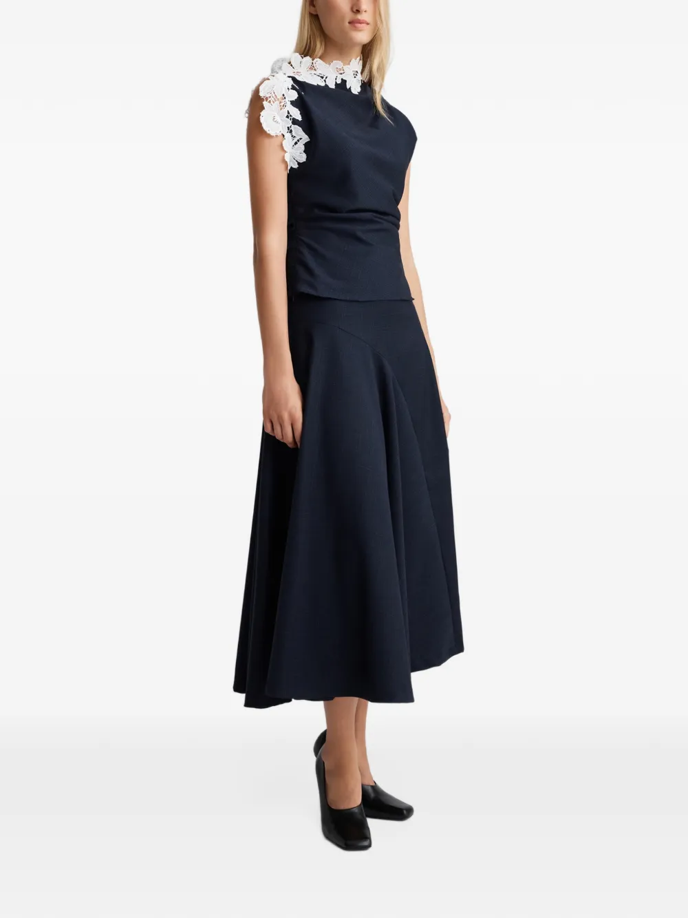 Anna Quan Scarpa asymmetric flared skirt Blauw