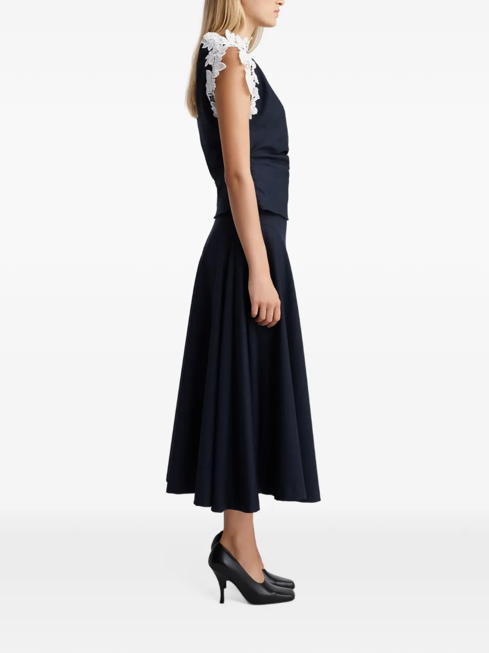 Anna Quan Scarpa asymmetric flared skirt Blauw