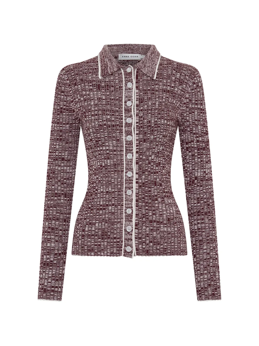 Anna Quan Ashlen ribbed-knit button-up shirt - Rosso