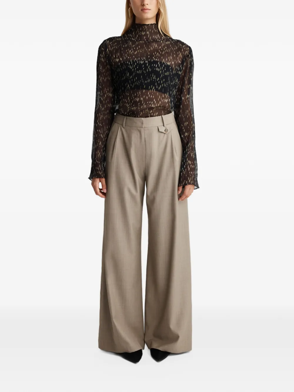 Anna Quan Gehry wide-leg tailored trousers Beige