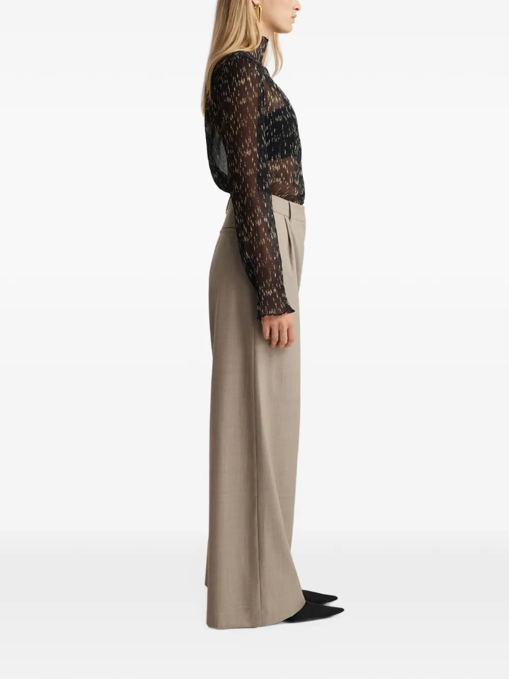 Anna Quan Gehry wide-leg tailored trousers Beige