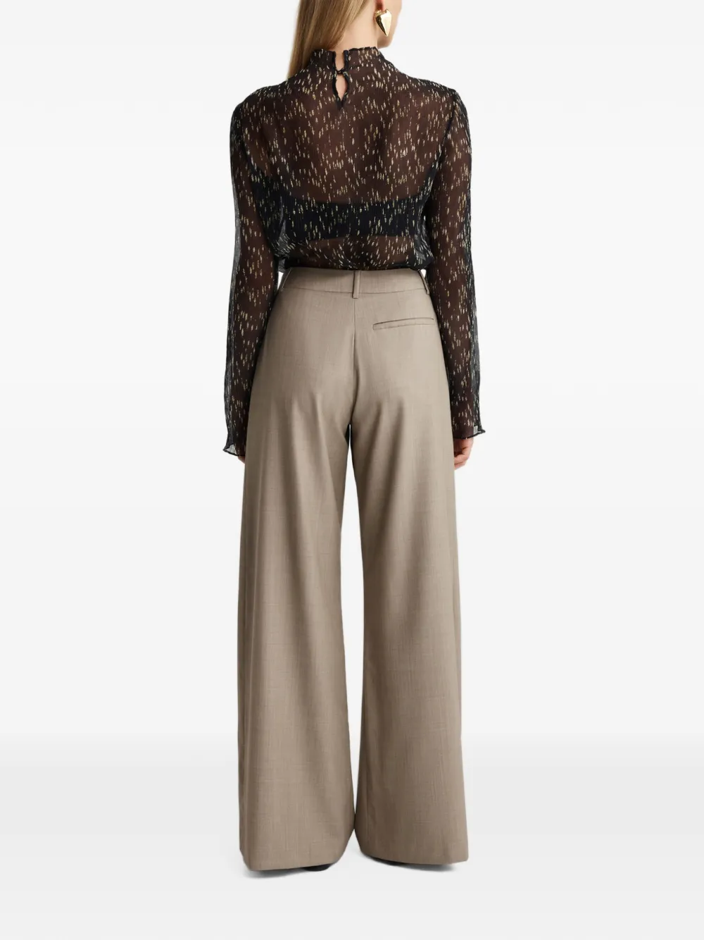 Anna Quan Gehry wide-leg tailored trousers Beige