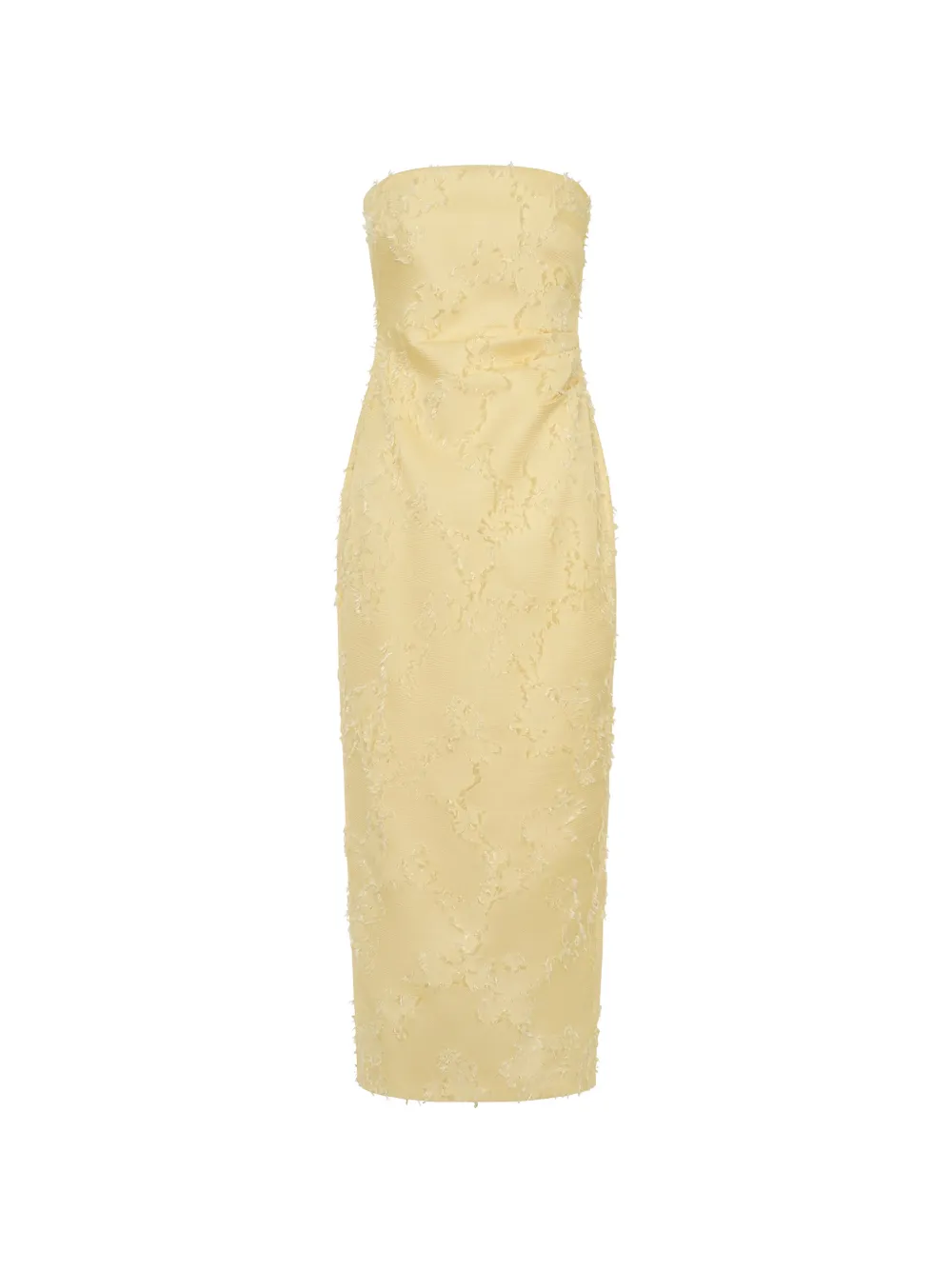 Anna Quan Johanna strapless fringed midi dress Geel