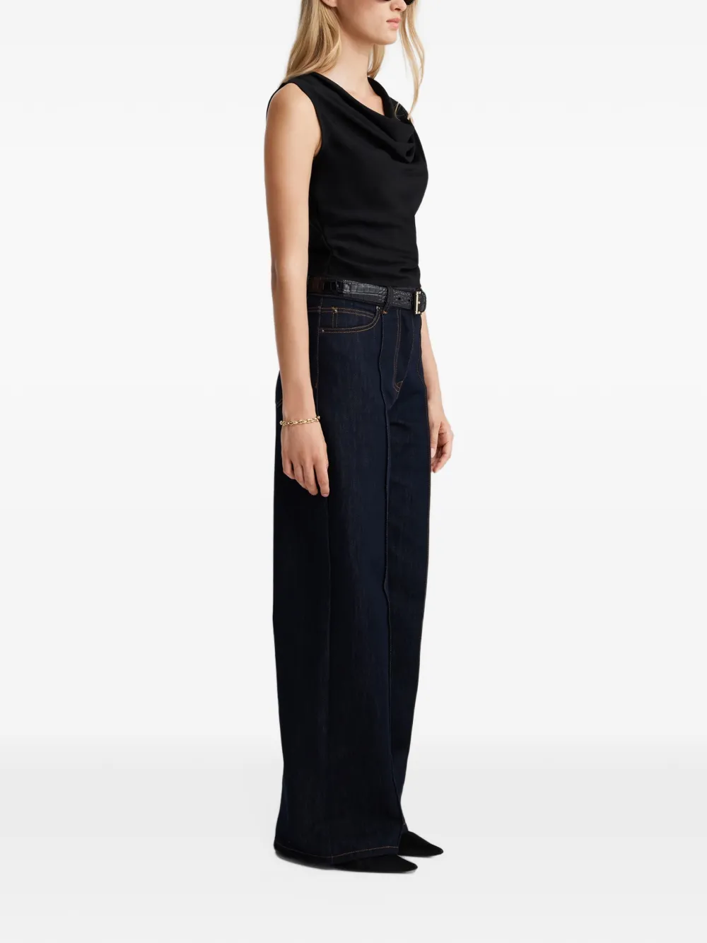 Anna Quan Spencer draped sleeveless top Zwart