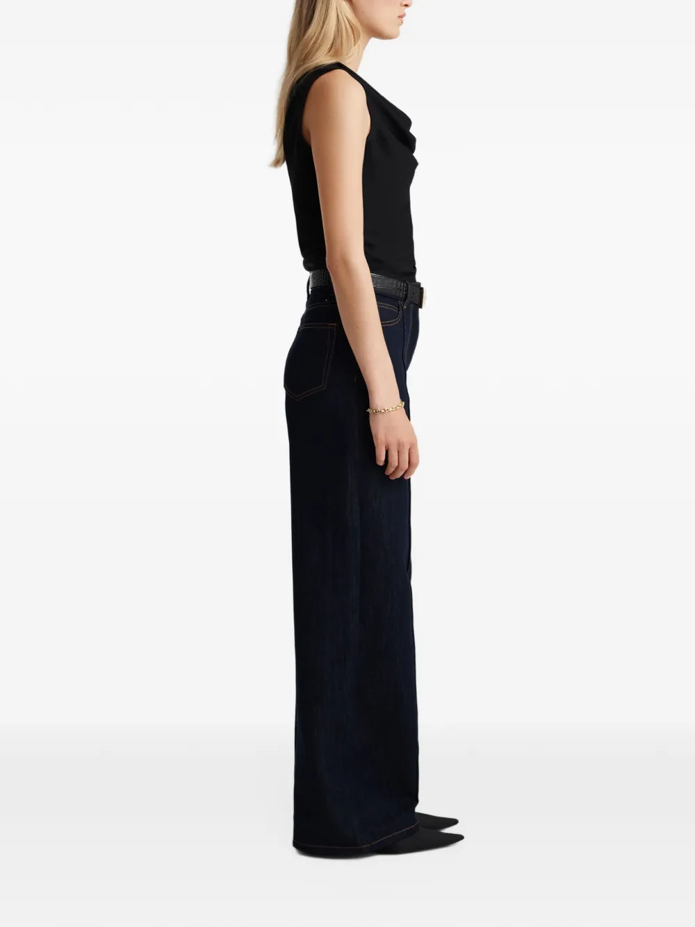 Anna Quan Spencer draped sleeveless top Zwart