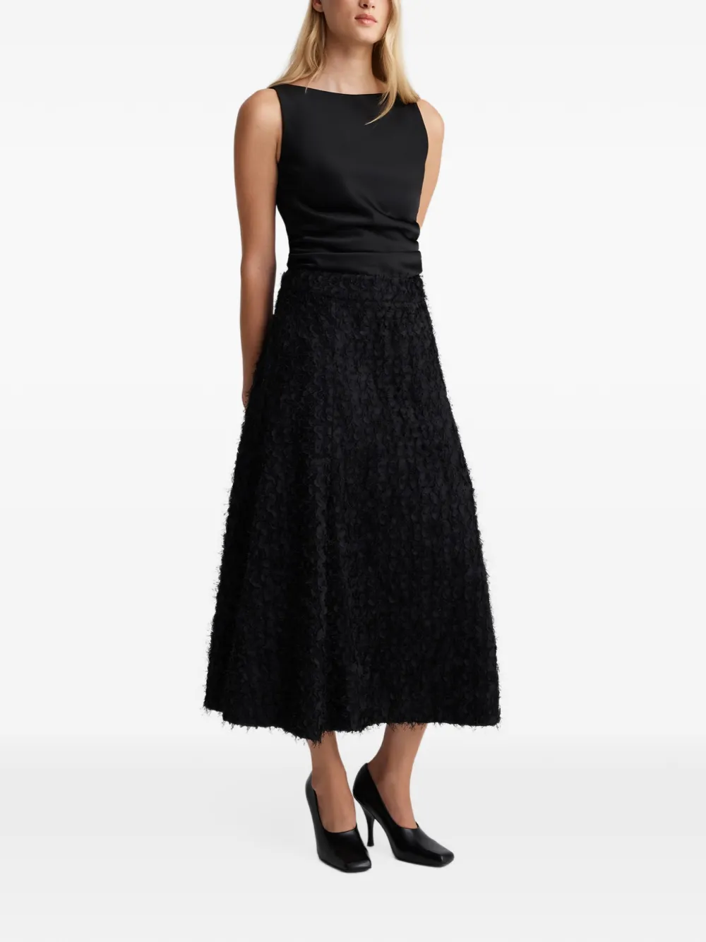 Anna Quan Vanta textured flared skirt Zwart