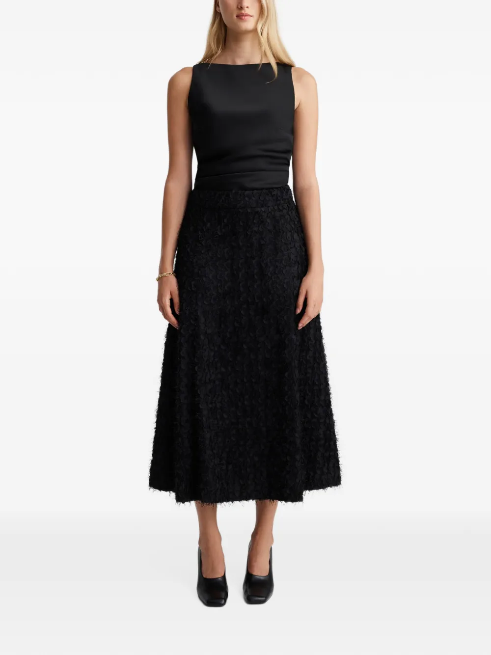 Anna Quan Vanta textured flared skirt Zwart