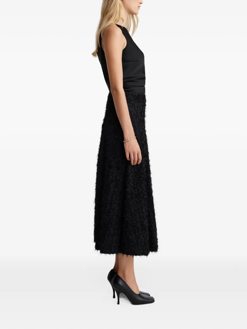 Anna Quan Vanta textured flared skirt Zwart