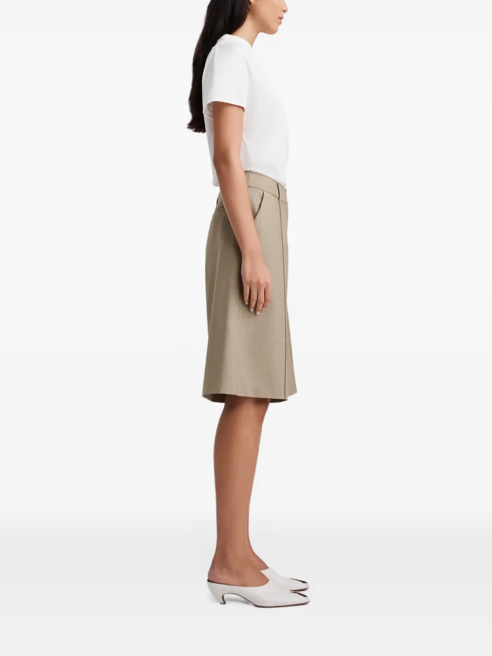 Anna Quan Ando pleated midi shorts Beige