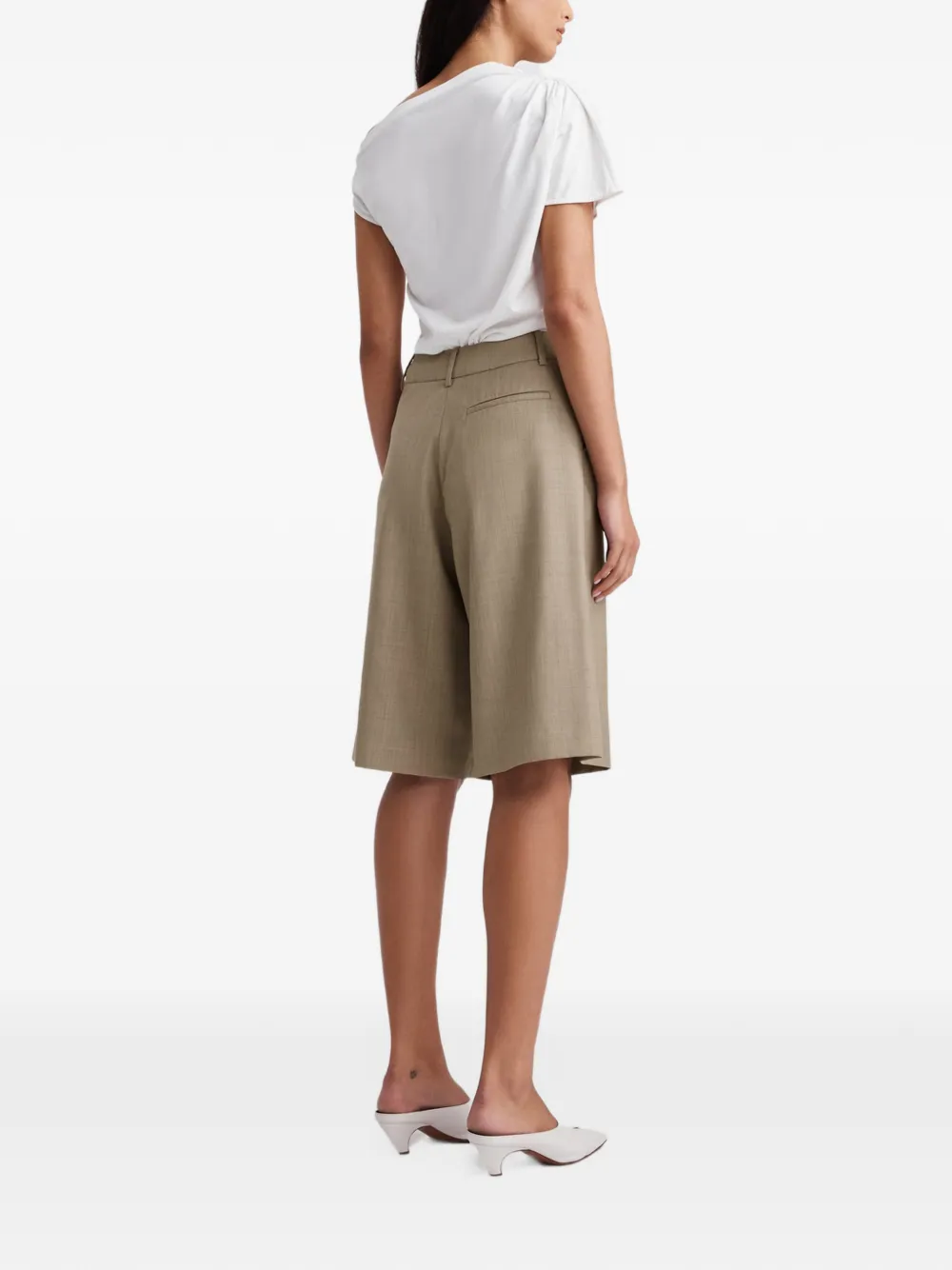 Anna Quan Ando pleated midi shorts Beige