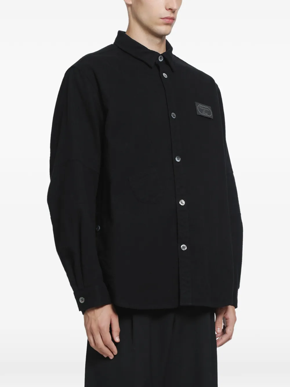 Undercover logo-patch military flannel shirt Zwart