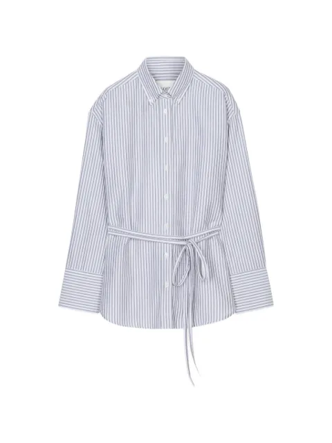 Closed belted striped oxford shirt