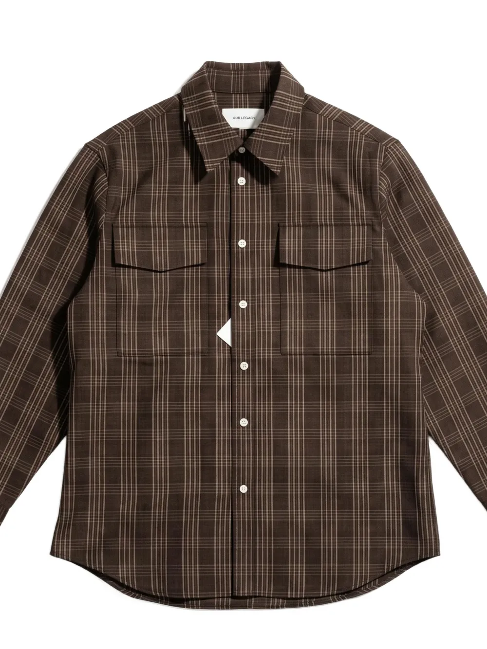 AMI Paris check-pattern flap-pocket shirt Bruin