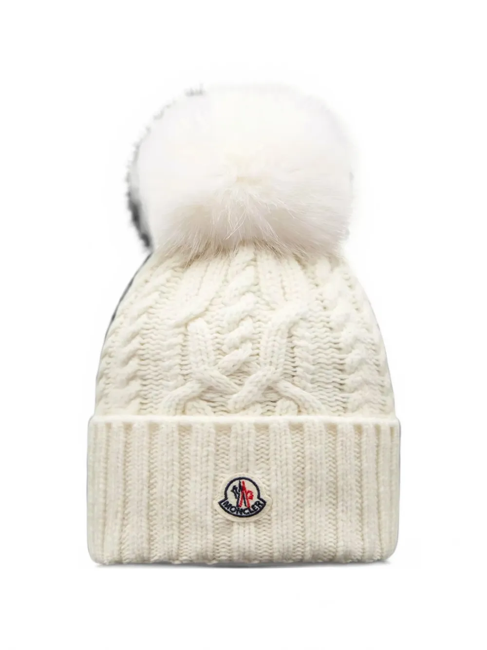 Moncler wool & cashmere blend beanie with pom Beige