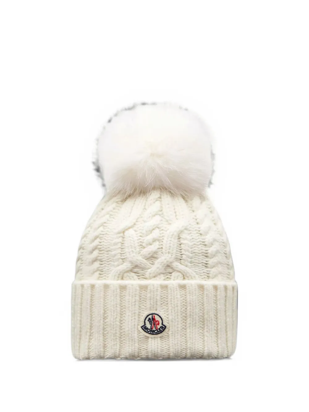 Moncler wool & cashmere blend beanie with pom Beige
