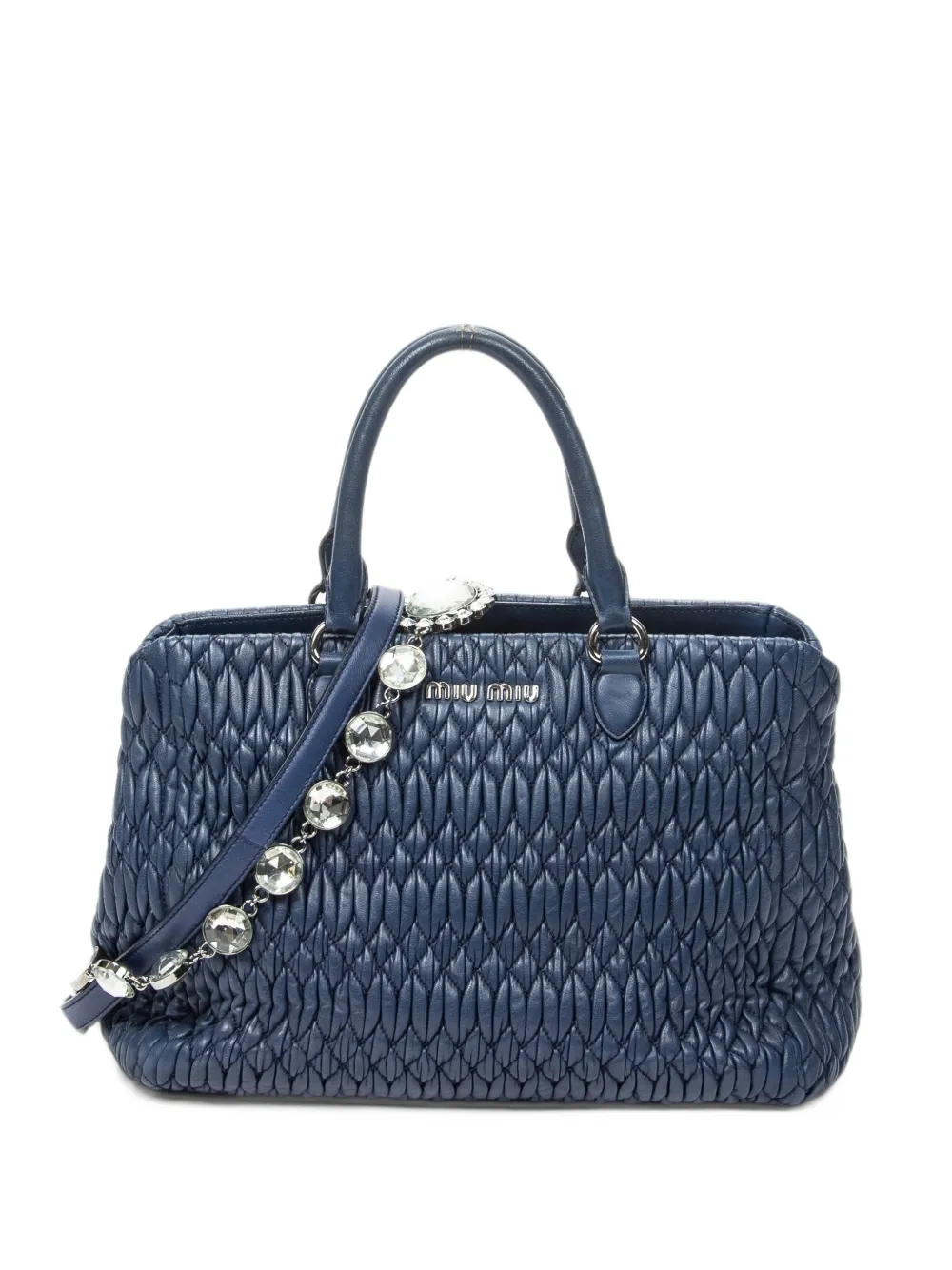 Miu Miu Pre-Owned Matelassé leather tote bag - Blu