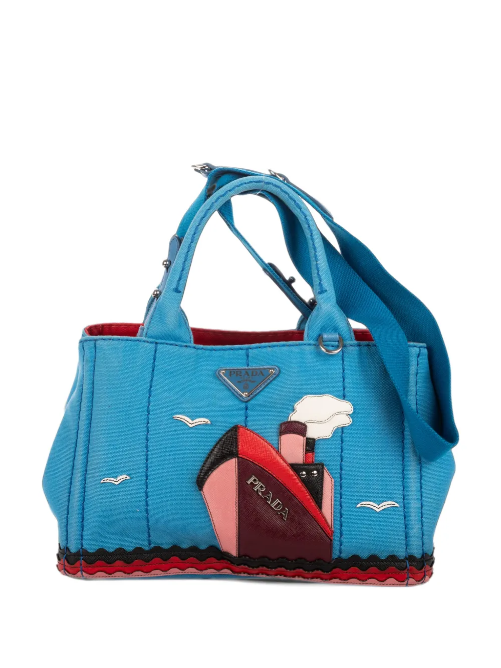 Prada Pre-Owned small Canapa patch tote bag - Blu