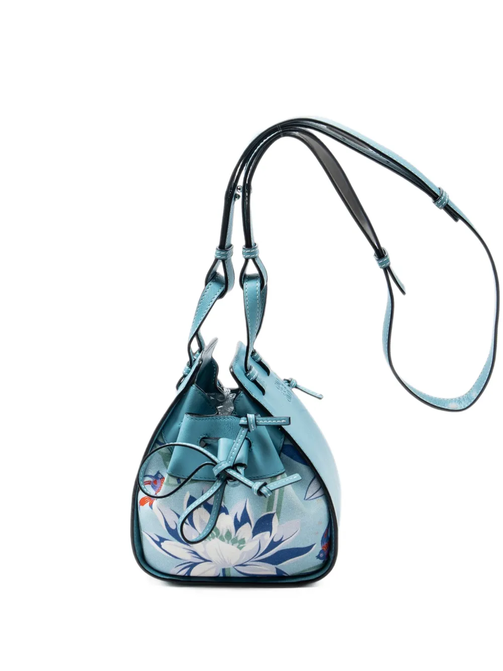 Loewe Pre-Owned mini Hammock floral-print bucket bag - Blu