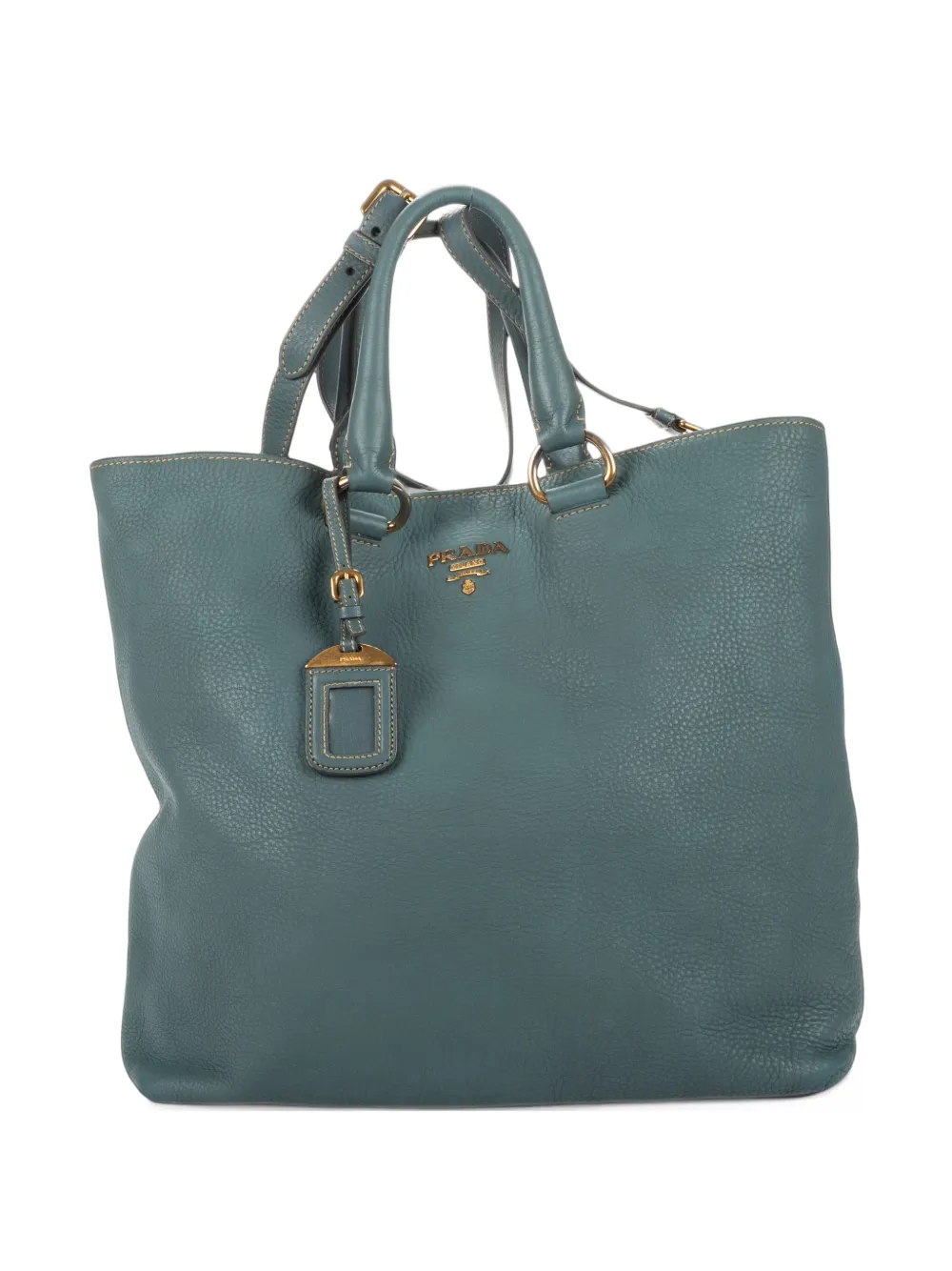 Prada Pre-Owned luggage-tag leather tote bag - Blu