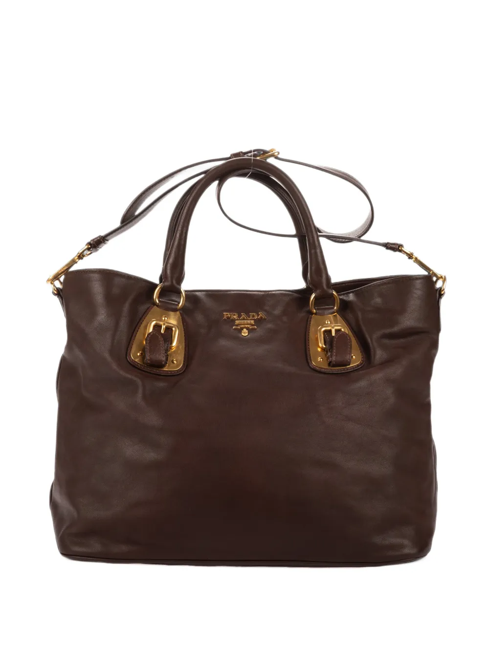 Prada Pre-Owned buckled leather tote bag - Brown