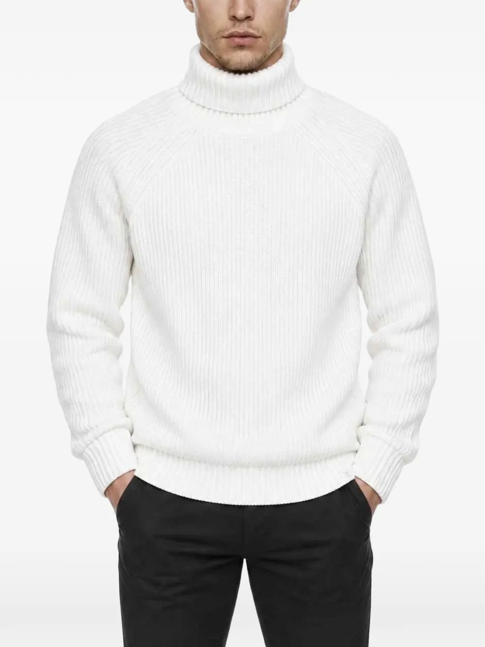 NOWADAYS ribbed-knit raglan-sleeve sweater - Blanc NOWADAYS ribbed-knit raglan-sleeve sweater - Blanc