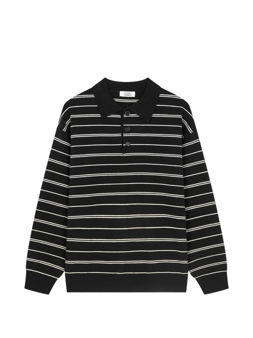 TOMBOY striped long-sleeve polo shirt - Nero