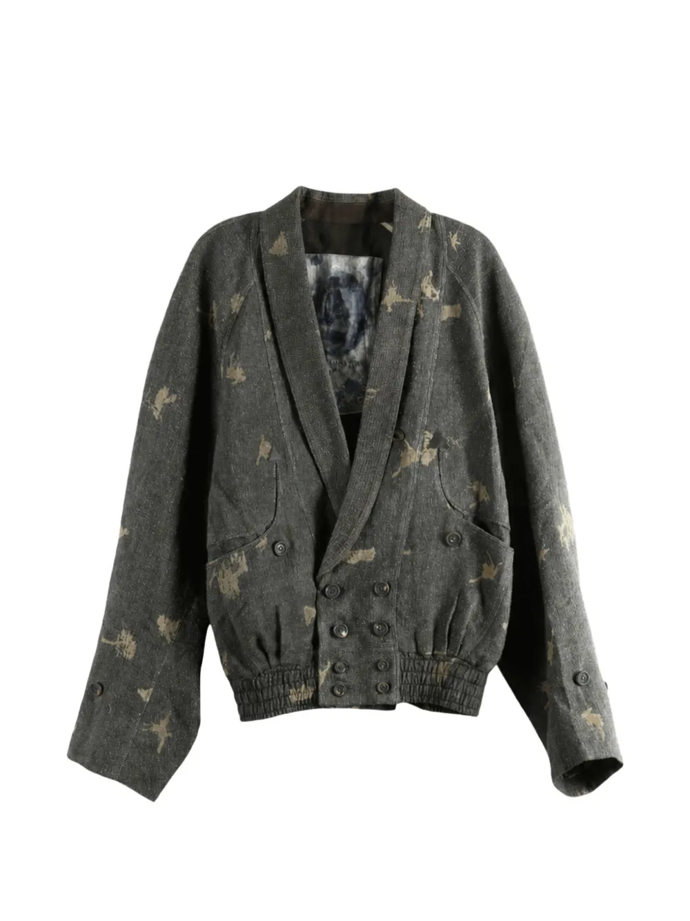 Ziggy Chen jacquard-knit double-breasted jacket - Grey