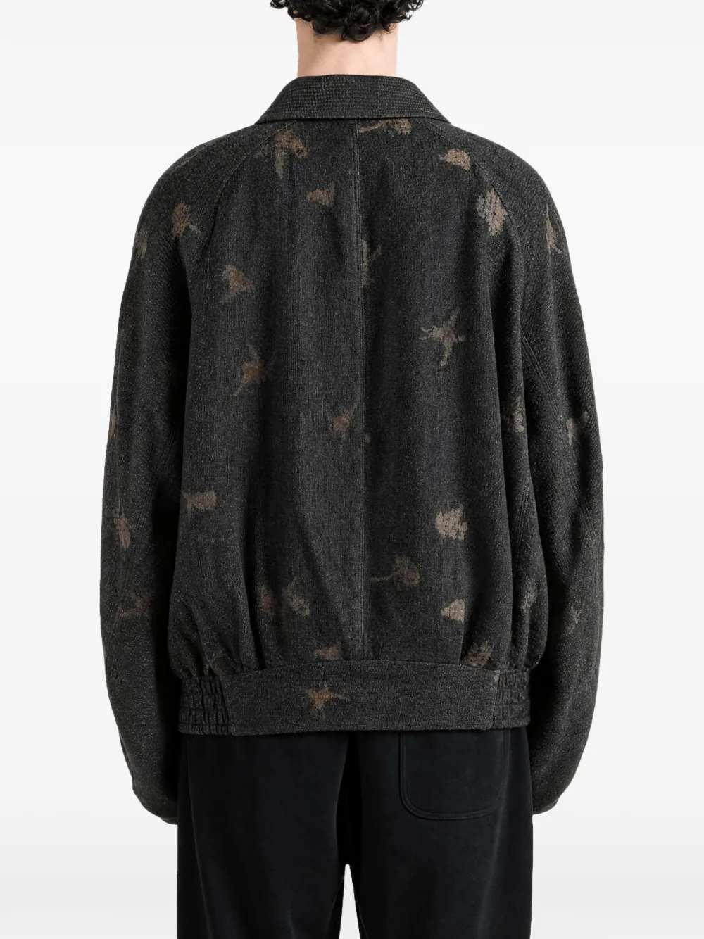 Ziggy Chen Jack met dubbele rij knopen en jacquard Grijs