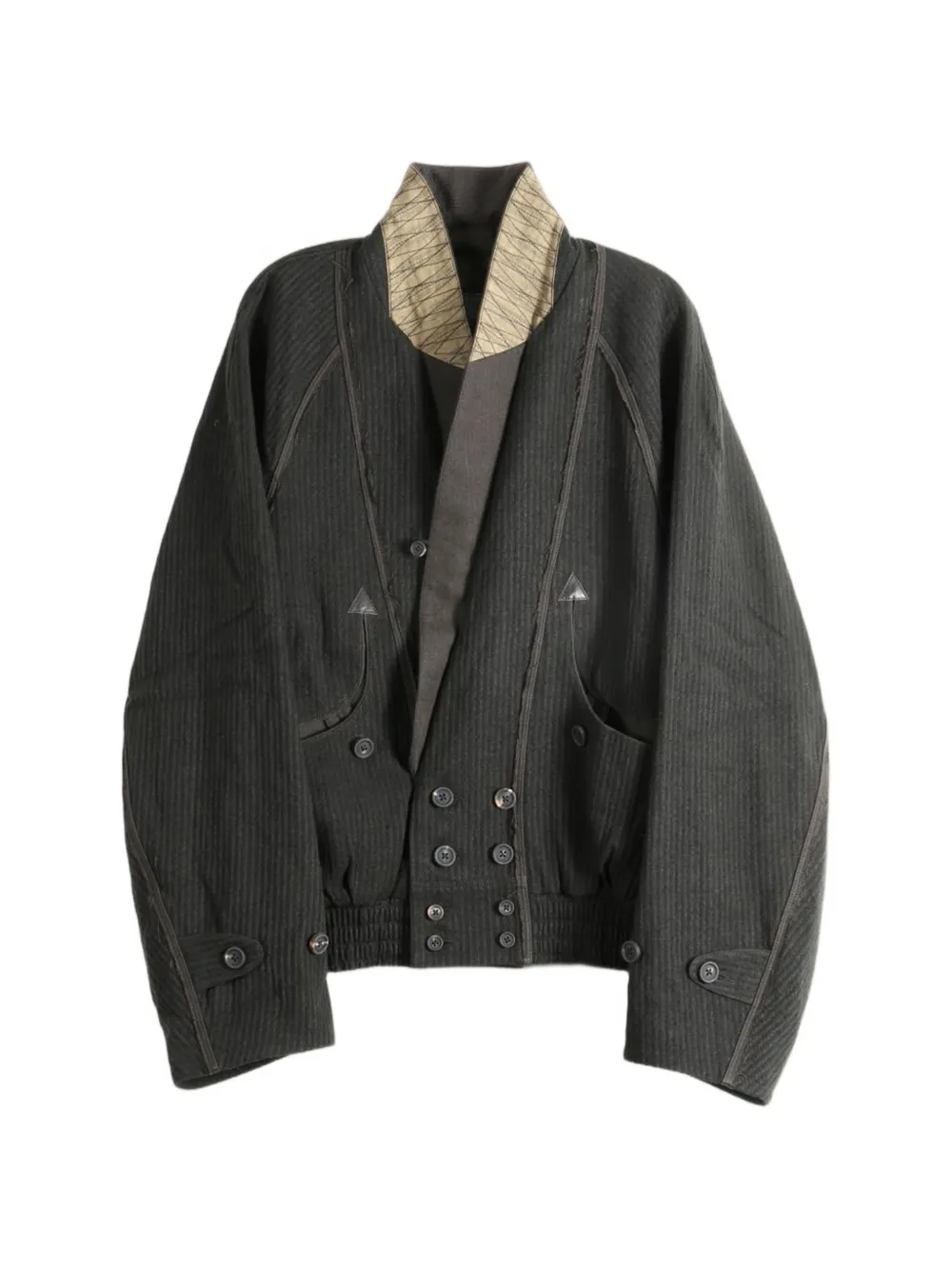Ziggy Chen double-breasted shawl-collar jacket - Grigio