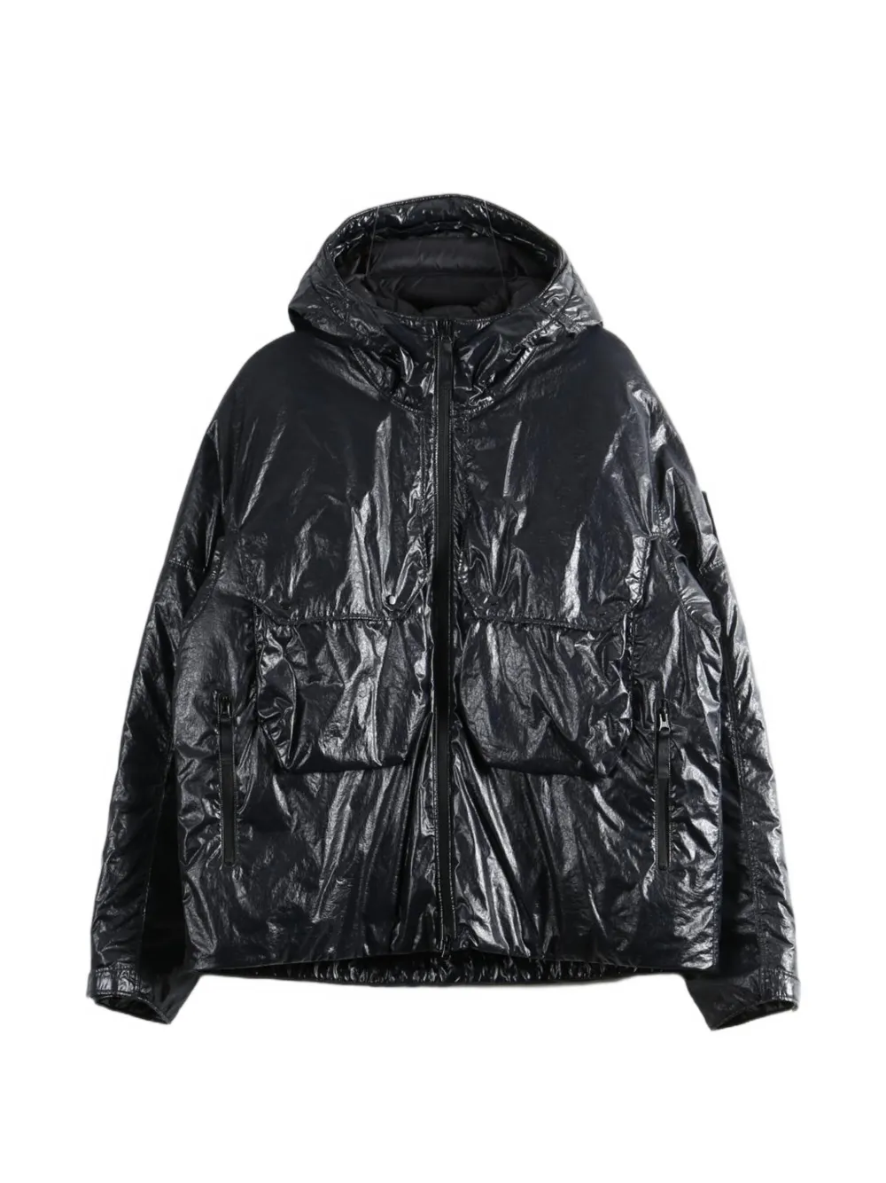 Stone Island 4100056 light-nylon 3L-TC hooded down jacket with water-resistant membrane - Black