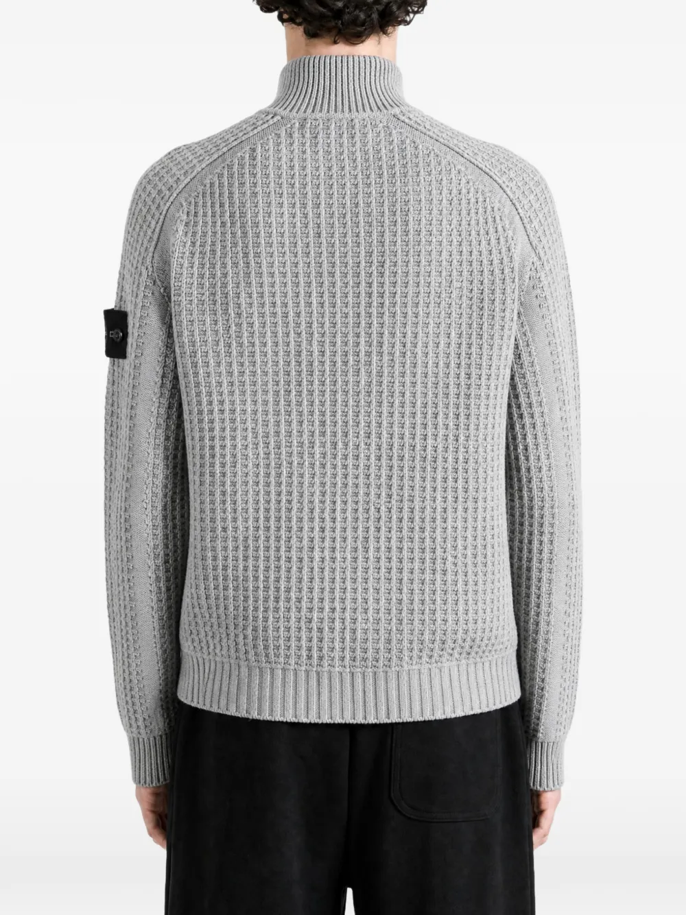 Stone Island 5100034 mineral dyed regenerated-cotton loose-fit zip-up sweater with stand collar Grijs