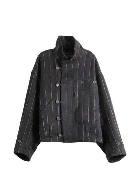 Ziggy Chen pinstripe-pattern high-neck jacket