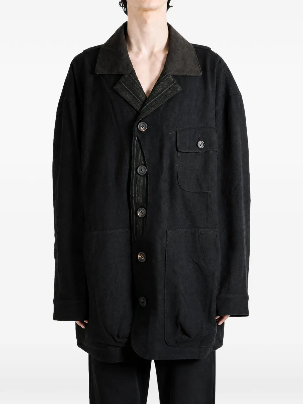 Ziggy Chen Jack met gelaagd detail en knopen Zwart