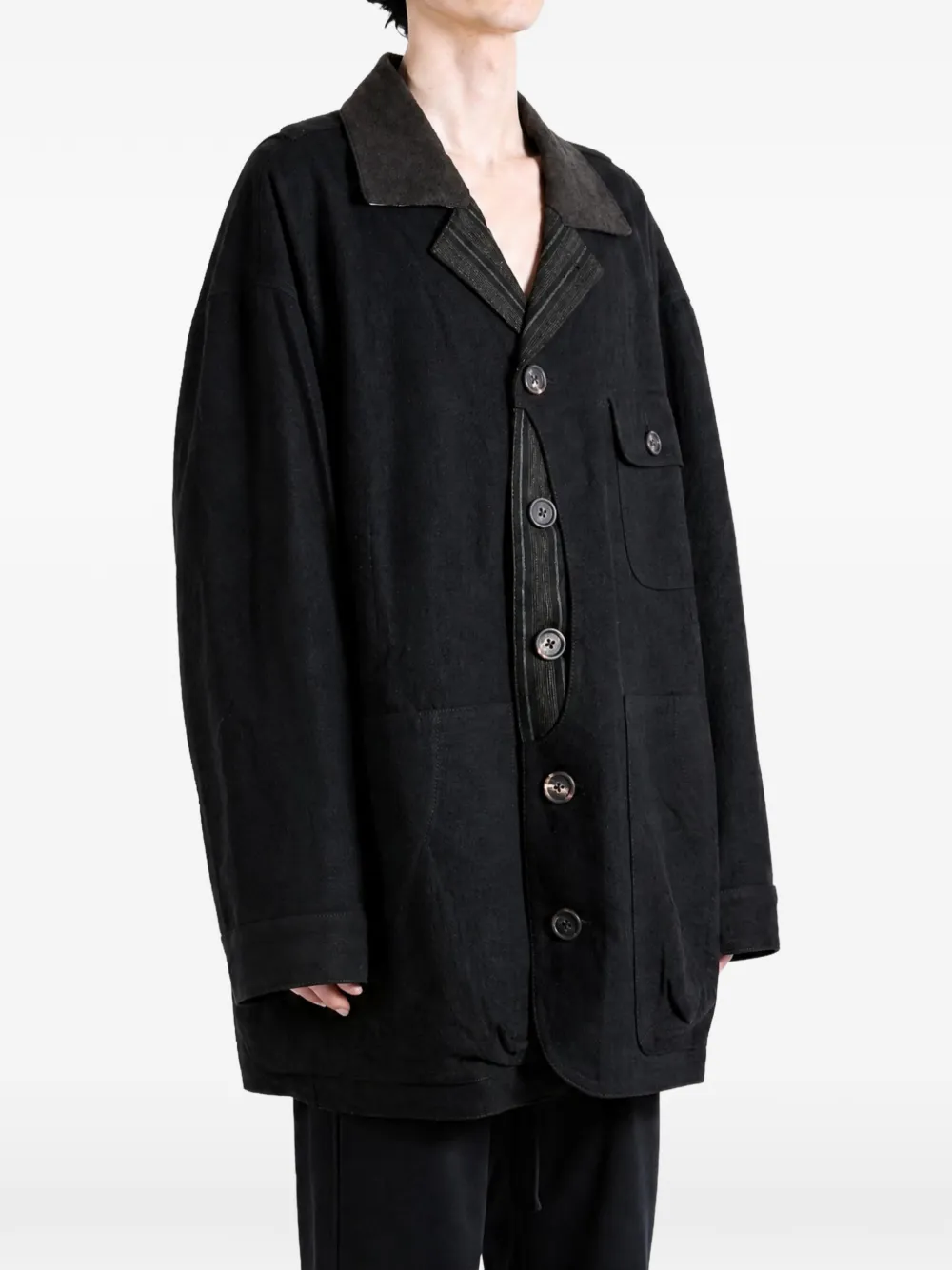 Ziggy Chen Jack met gelaagd detail en knopen Zwart