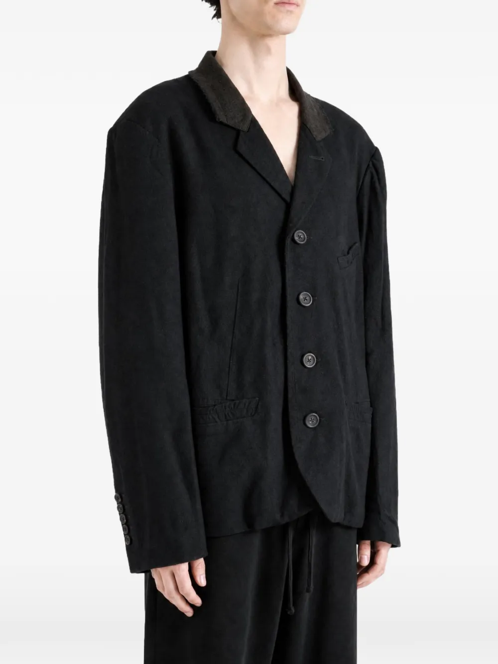 Ziggy Chen Blazer met contrasterende kraag Zwart