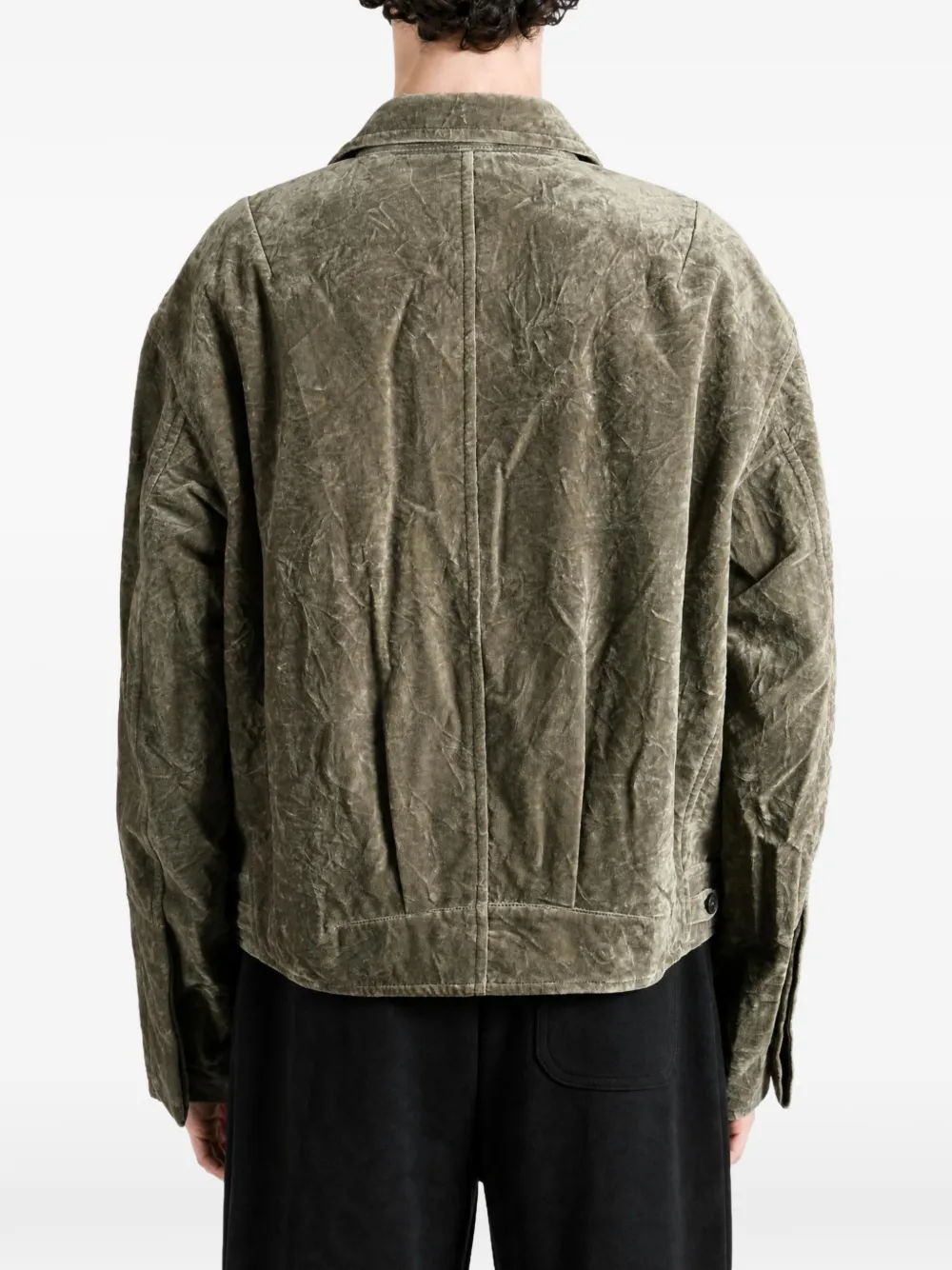 Ziggy Chen Jack met gekreukt effect en knopen Groen